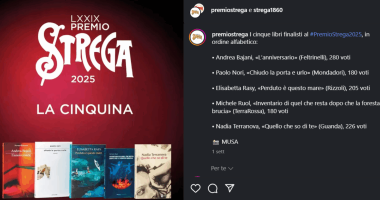 I cinque finalisti del Premio Strega 2025